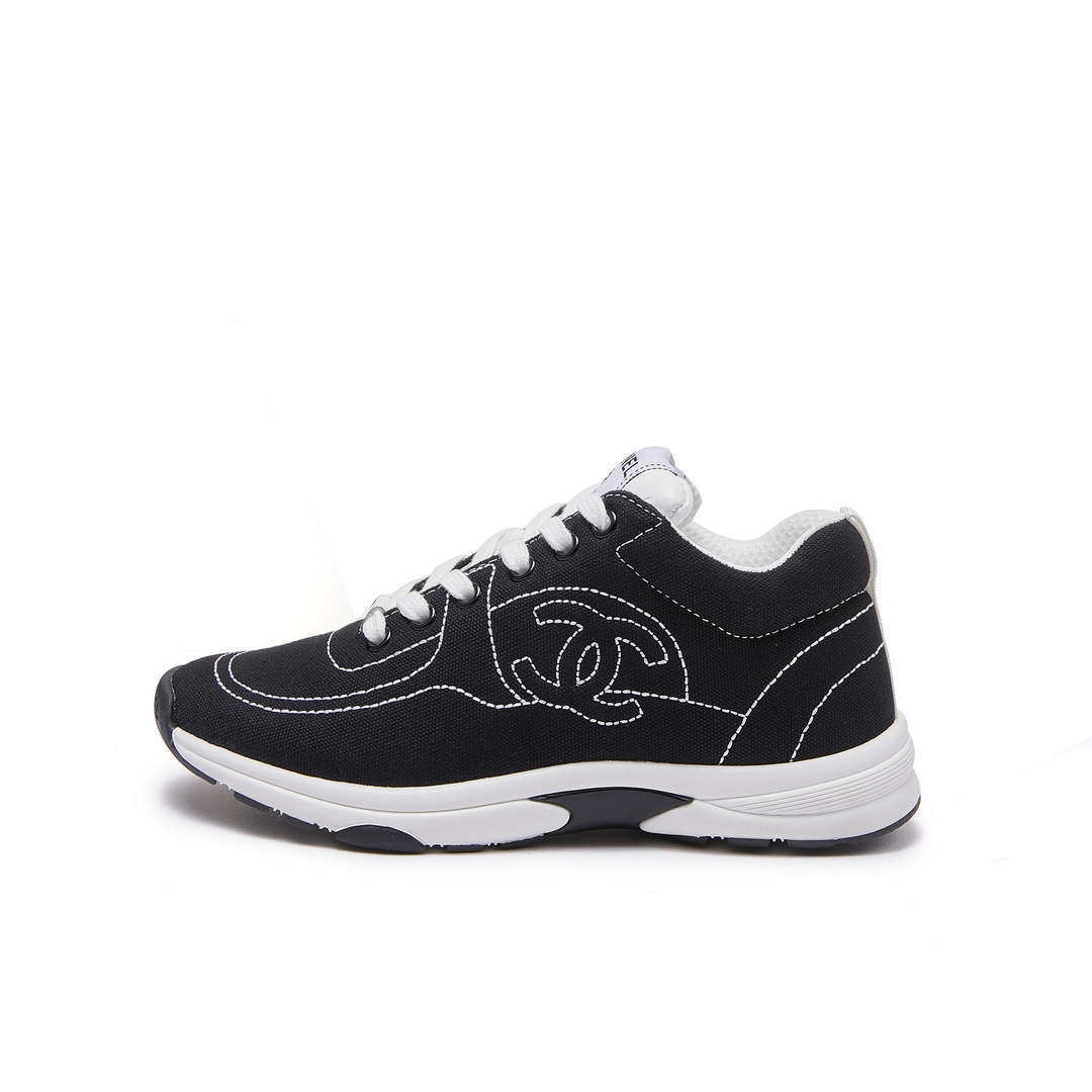 Chanel G46084 Women 24B Trainers Cotton  Black & White C91281 - Fmale-Euro 35=US 4 - View 1