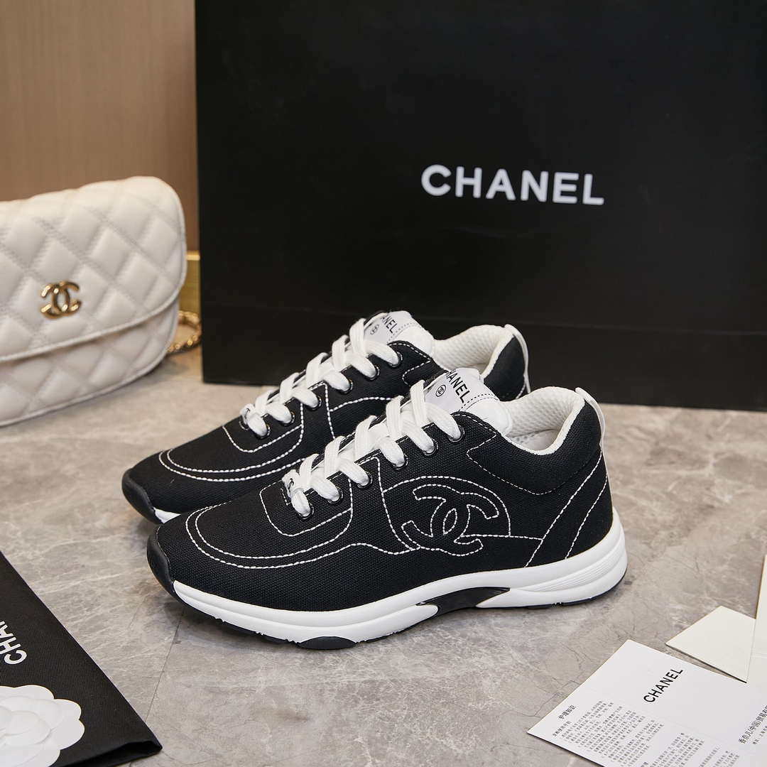 Chanel G46084 Women 24B Trainers Cotton  Black & White C91281 - Fmale-Euro 35=US 4 - View 2