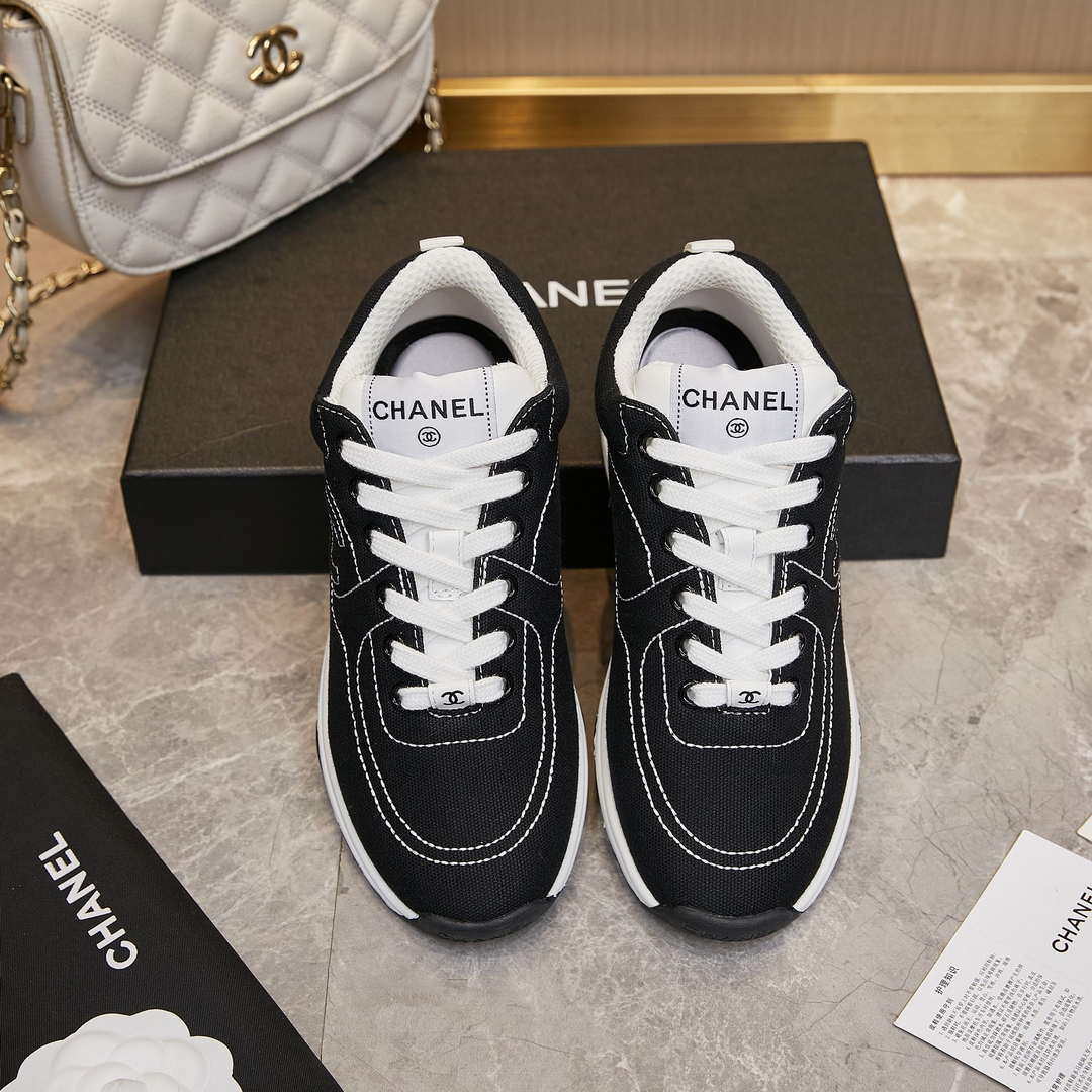 Chanel G46084 Women 24B Trainers Cotton  Black & White C91281 - Fmale-Euro 35=US 4 - View 5
