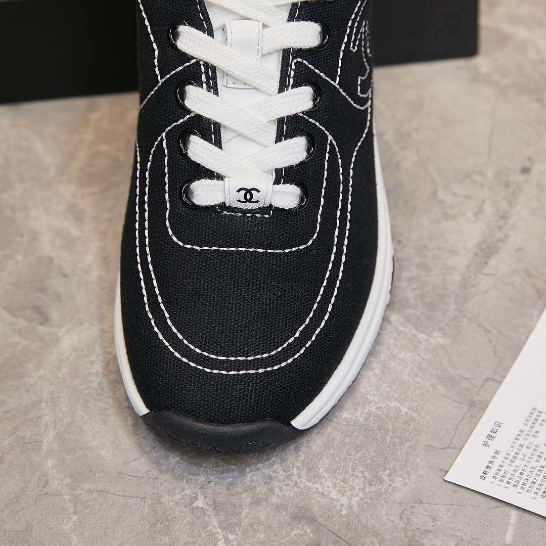 Chanel G46084 Women 24B Trainers Cotton  Black & White C91281 - Fmale-Euro 35=US 4 - View 6