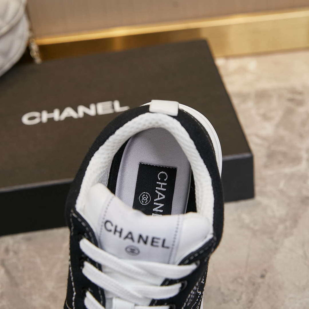 Chanel G46084 Women 24B Trainers Cotton  Black & White C91281