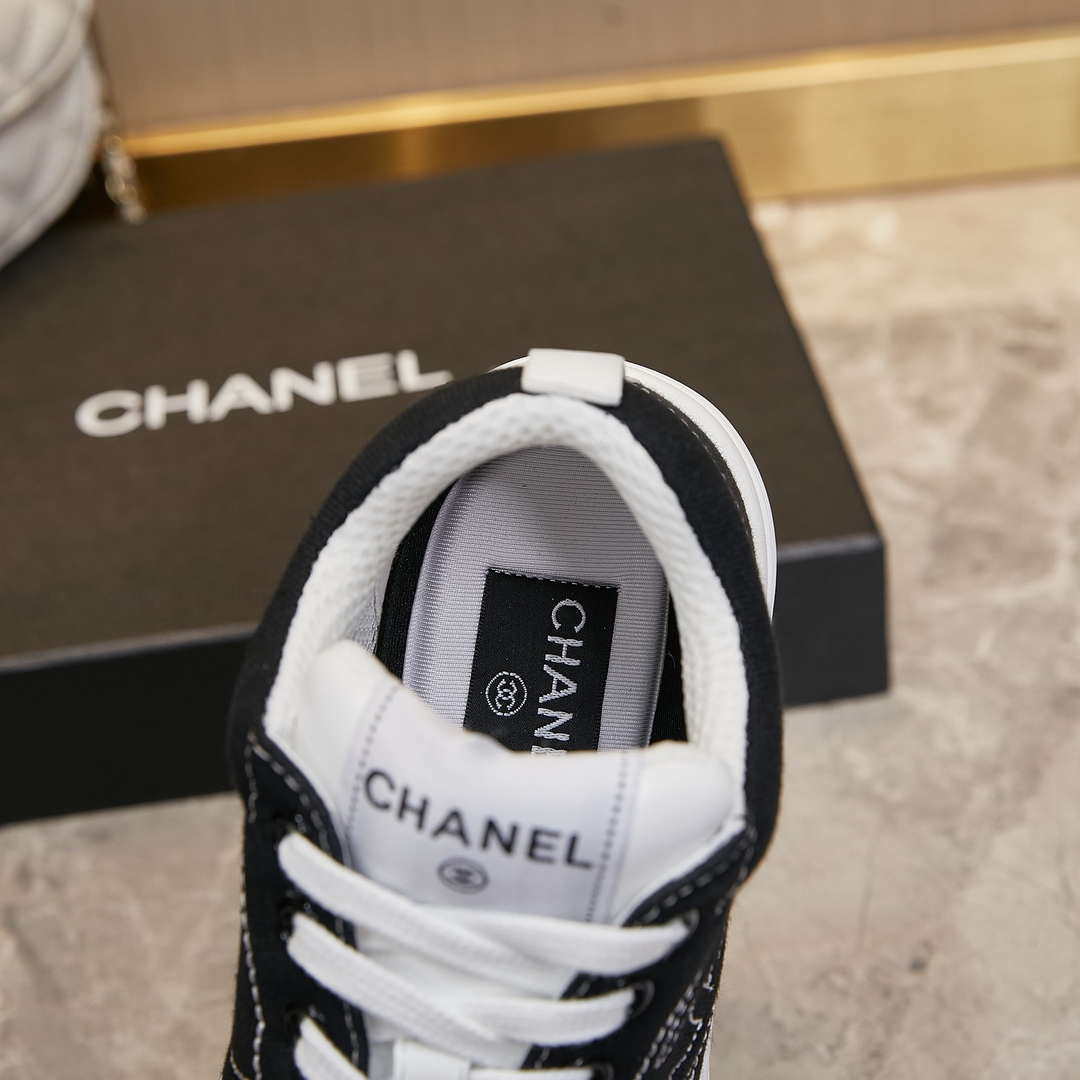 Chanel G46084 Women 24B Trainers Cotton  Black & White C91281