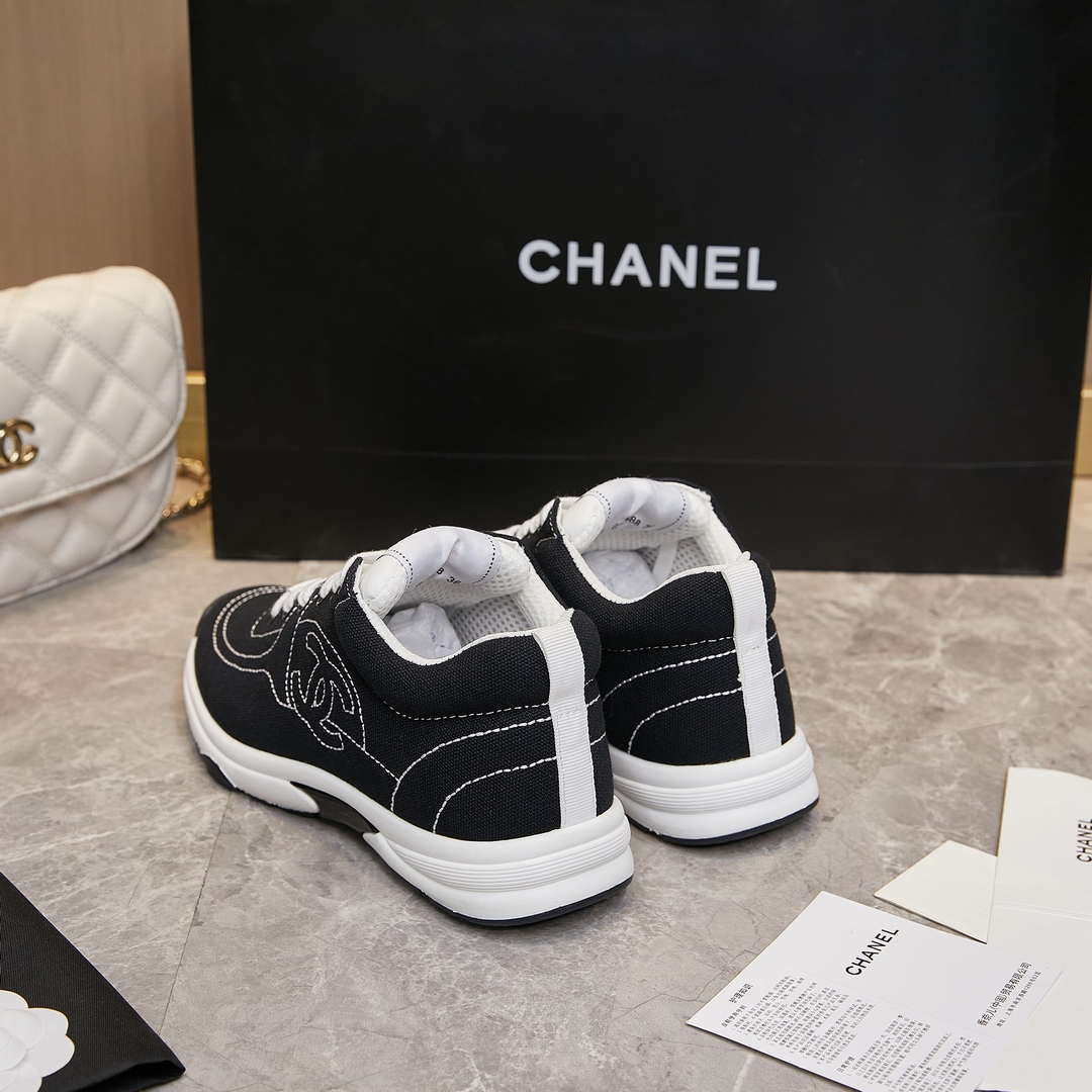 Chanel G46084 Women 24B Trainers Cotton  Black & White C91281 - Fmale-Euro 35=US 4 - View 8