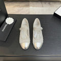 Chanel G46718 25B woven sequined flat Mary Janes C90341