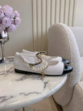 Chanel G46718 Mary Janes Lambskin Patent Calfskin Imitation Pearls & Metal C90302