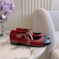 Chanel G46718 Mary Janes Lambskin Patent Calfskin Imitation Pearls & Metal C90304