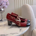 Chanel G46718 Mary Janes Lambskin Patent Calfskin Imitation Pearls & Metal C90310
