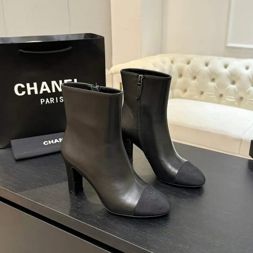 Chanel G46755 color-blocked high-heeled ankle boots C90335