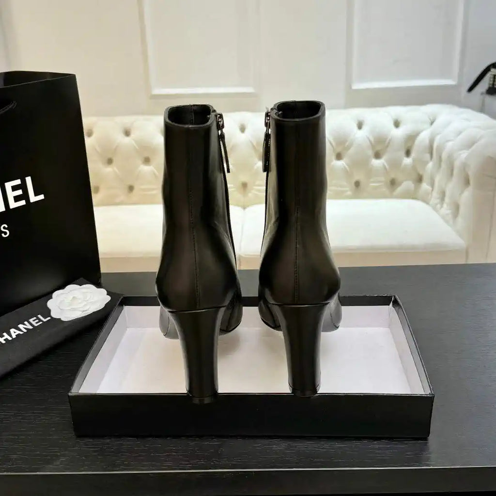Chanel G46755 color-blocked high-heeled ankle boots C90335