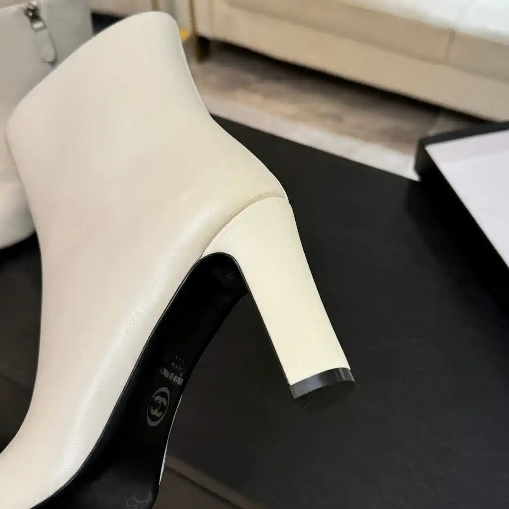 Chanel G46755 color-blocked high-heeled ankle boots C90336