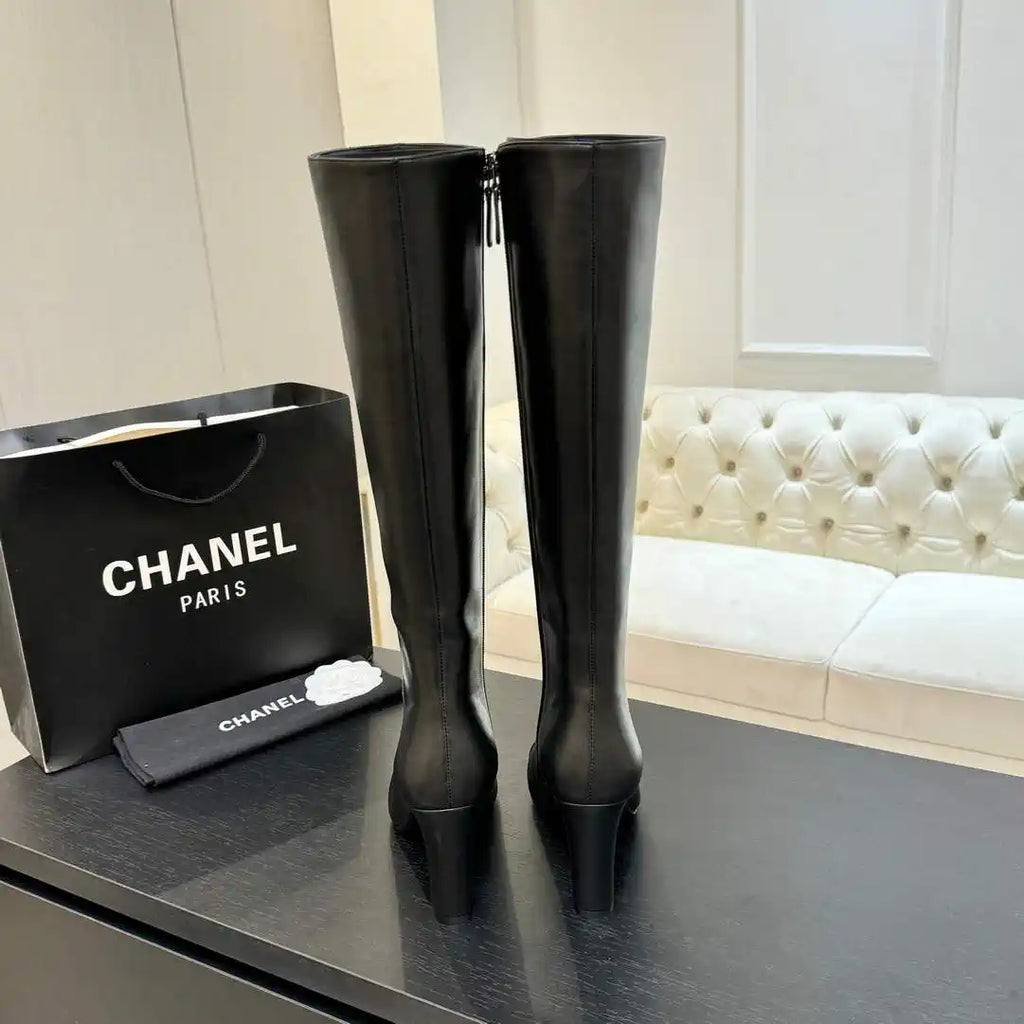 Chanel G46755 color-blocked high-heeled boots C90337