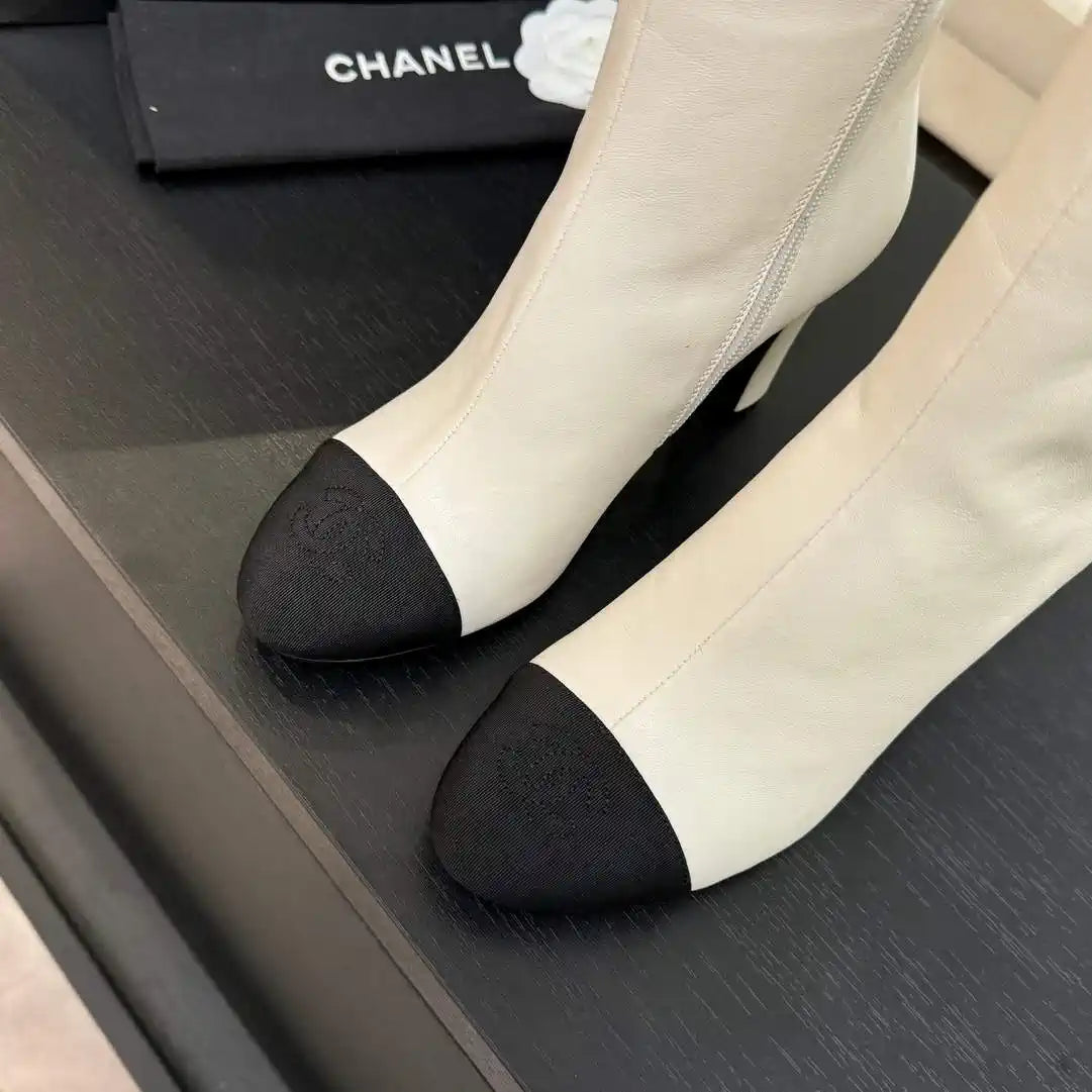 Chanel G46755 color-blocked high-heeled boots C90338