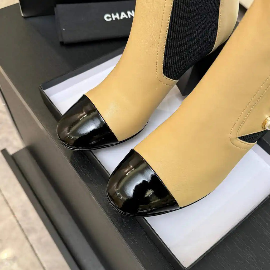 Chanel G46755 Short Boots Stretch Lambskin & Pearl C90331
