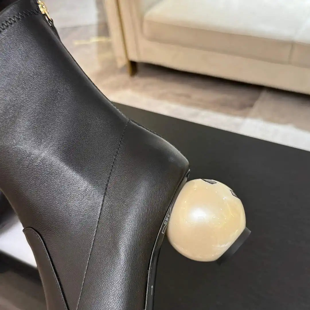 Chanel G46776 Mid-Calf Boots Stretch Lambskin & Patent Calfskin C90322