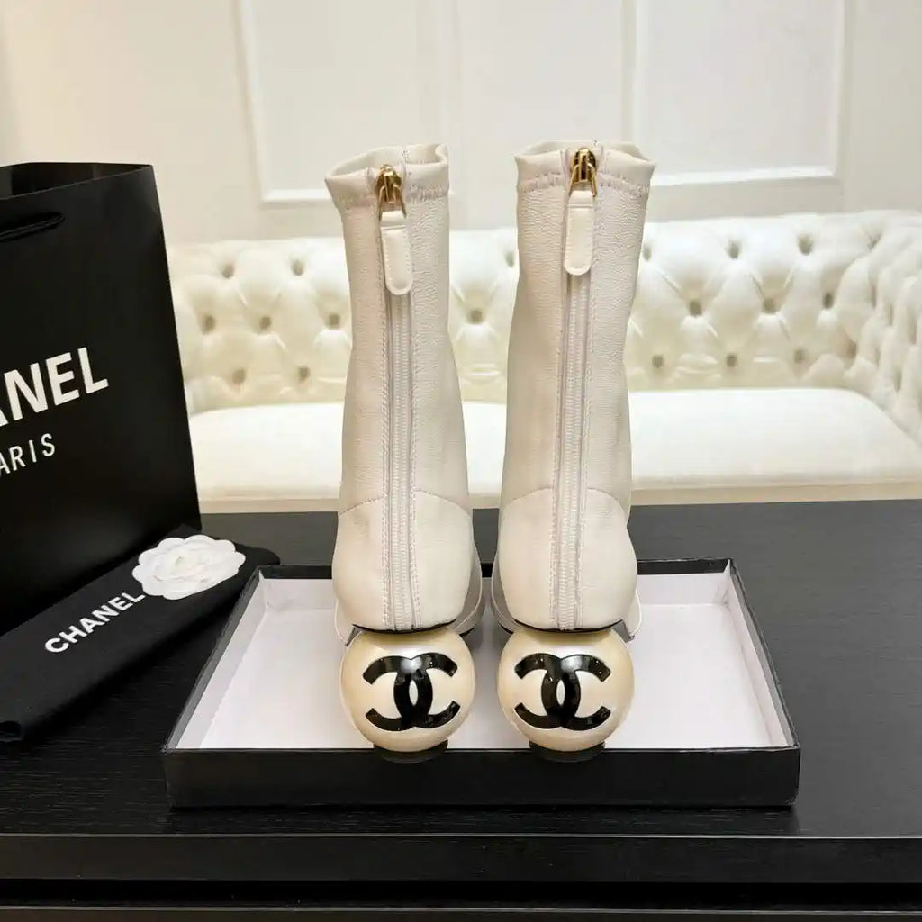 Chanel G46776 Mid-Calf Boots Stretch Lambskin & Patent Calfskin C90323