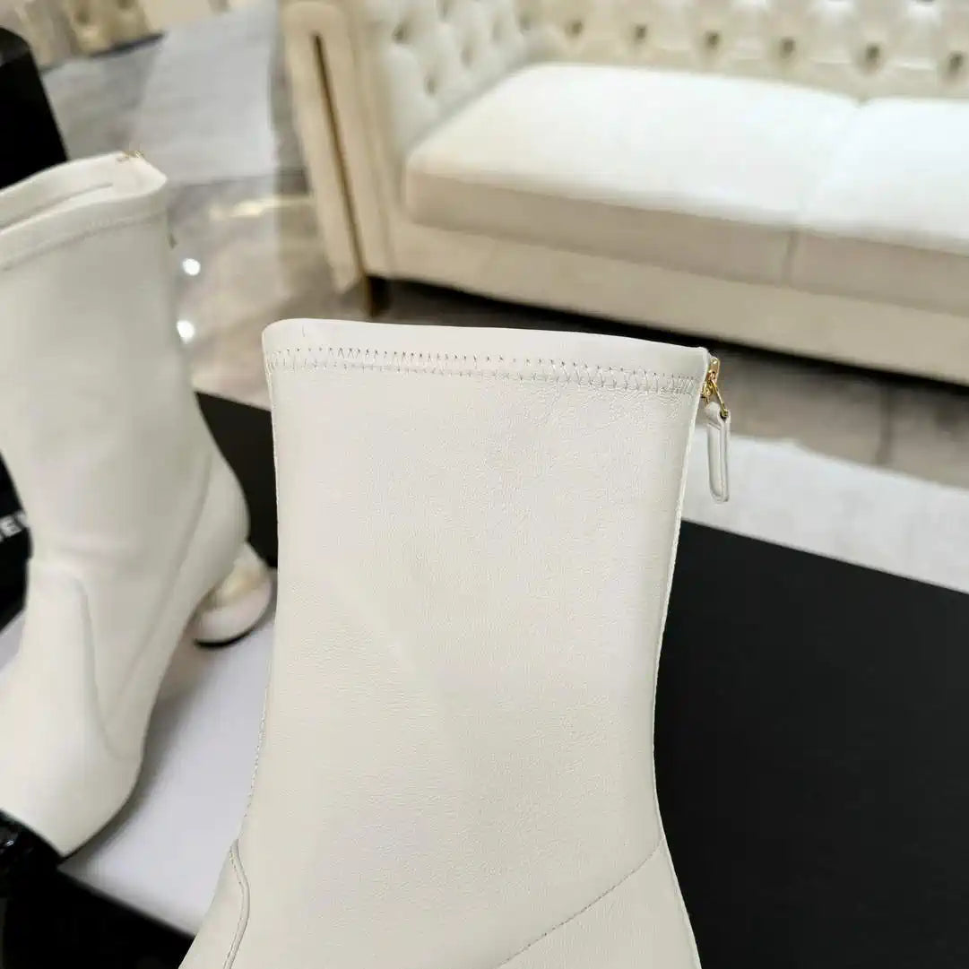 Chanel G46776 Mid-Calf Boots Stretch Lambskin & Patent Calfskin C90323