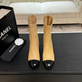 Chanel G46776 Mid-Calf Boots Stretch Lambskin & Patent Calfskin C90324