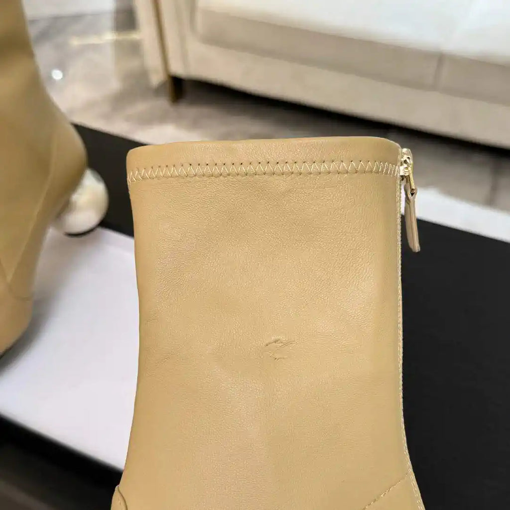 Chanel G46776 Mid-Calf Boots Stretch Lambskin & Patent Calfskin C90324