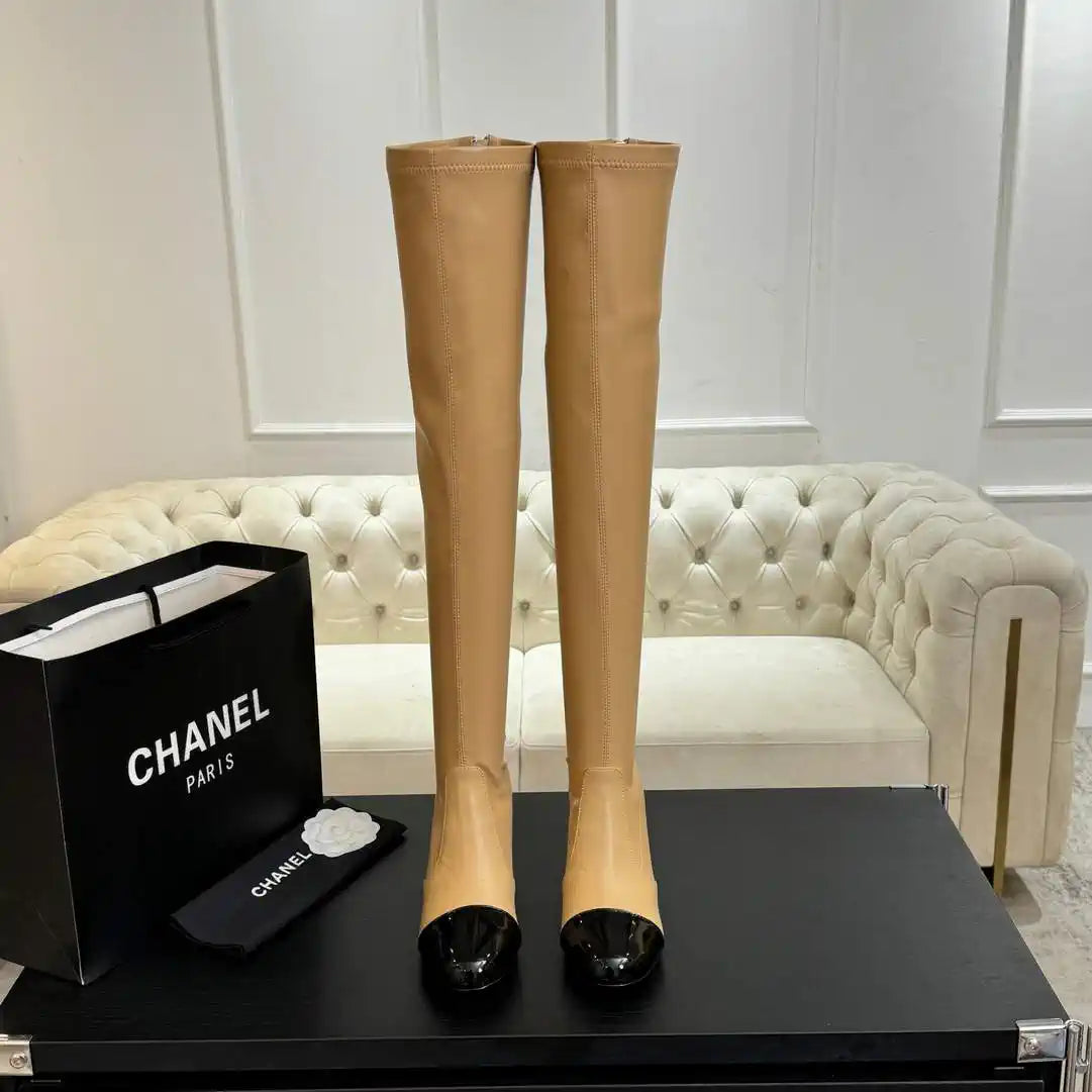 Chanel G46777 Long Boots Stretch Lambskin & Patent Calfskin C90325