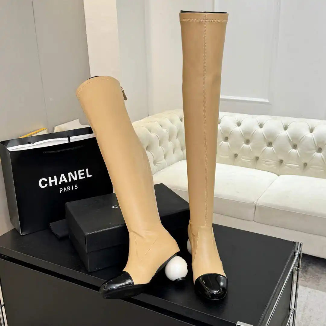 Chanel G46777 Long Boots Stretch Lambskin & Patent Calfskin C90325