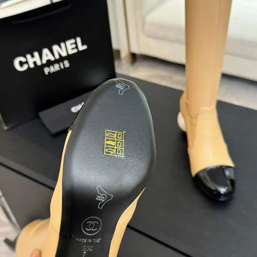 Chanel G46777 Long Boots Stretch Lambskin & Patent Calfskin C90325