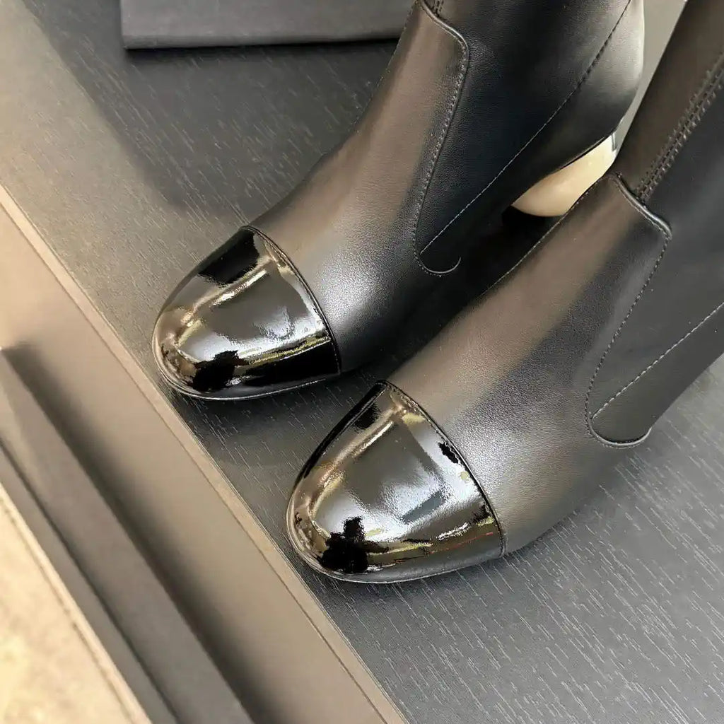 Chanel G46777 Long Boots Stretch Lambskin & Patent Calfskin C90326