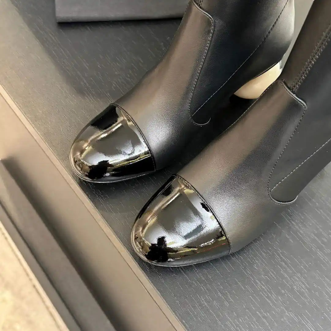 Chanel G46777 Long Boots Stretch Lambskin & Patent Calfskin C90326