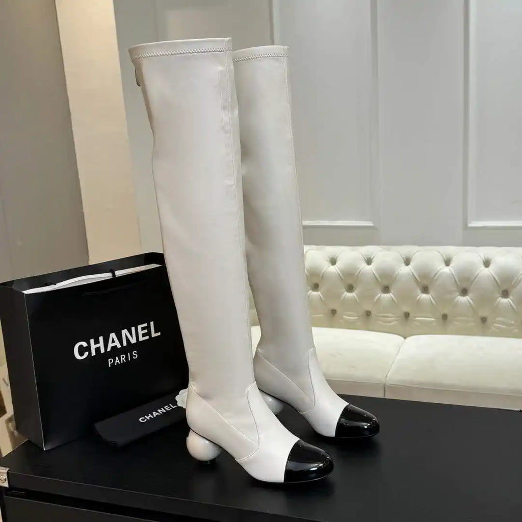 Chanel G46777 Long Boots Stretch Lambskin & Patent Calfskin C90327