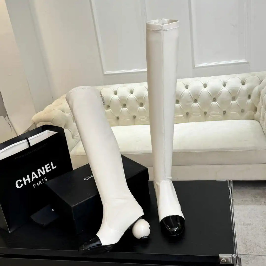 Chanel G46777 Long Boots Stretch Lambskin & Patent Calfskin C90327