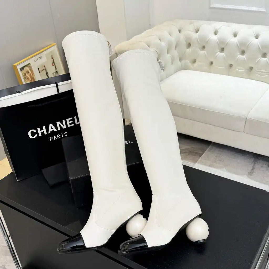 Chanel G46777 Long Boots Stretch Lambskin & Patent Calfskin C90327