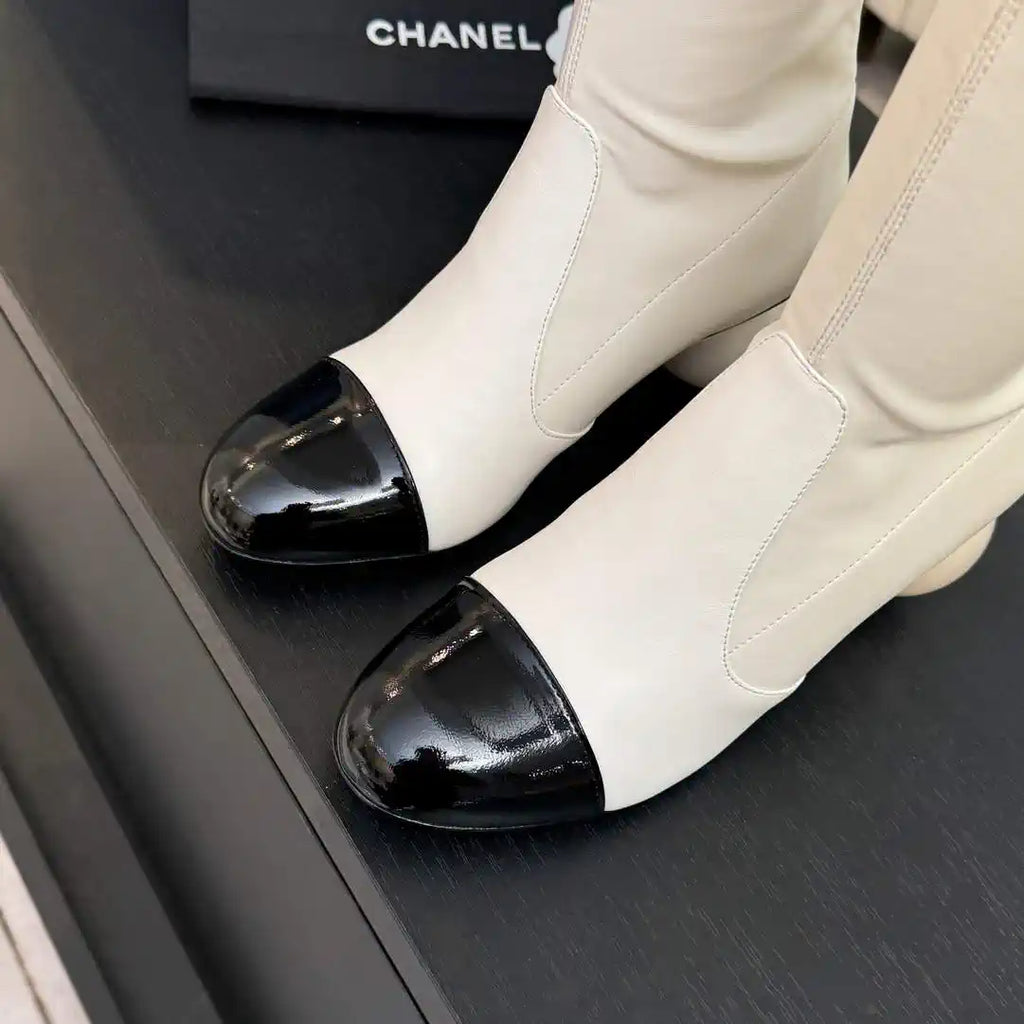 Chanel G46777 Long Boots Stretch Lambskin & Patent Calfskin C90327