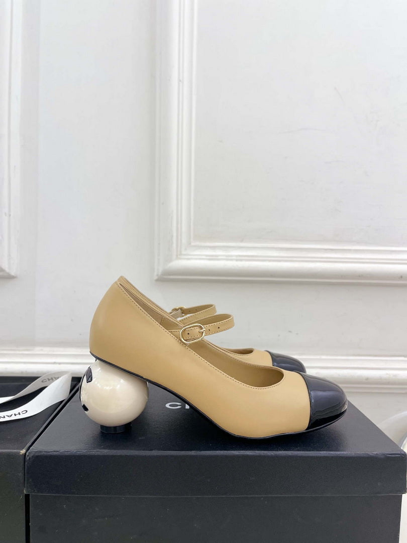 Chanel Giant Pearl Heel Mary Jane Shoes C93684