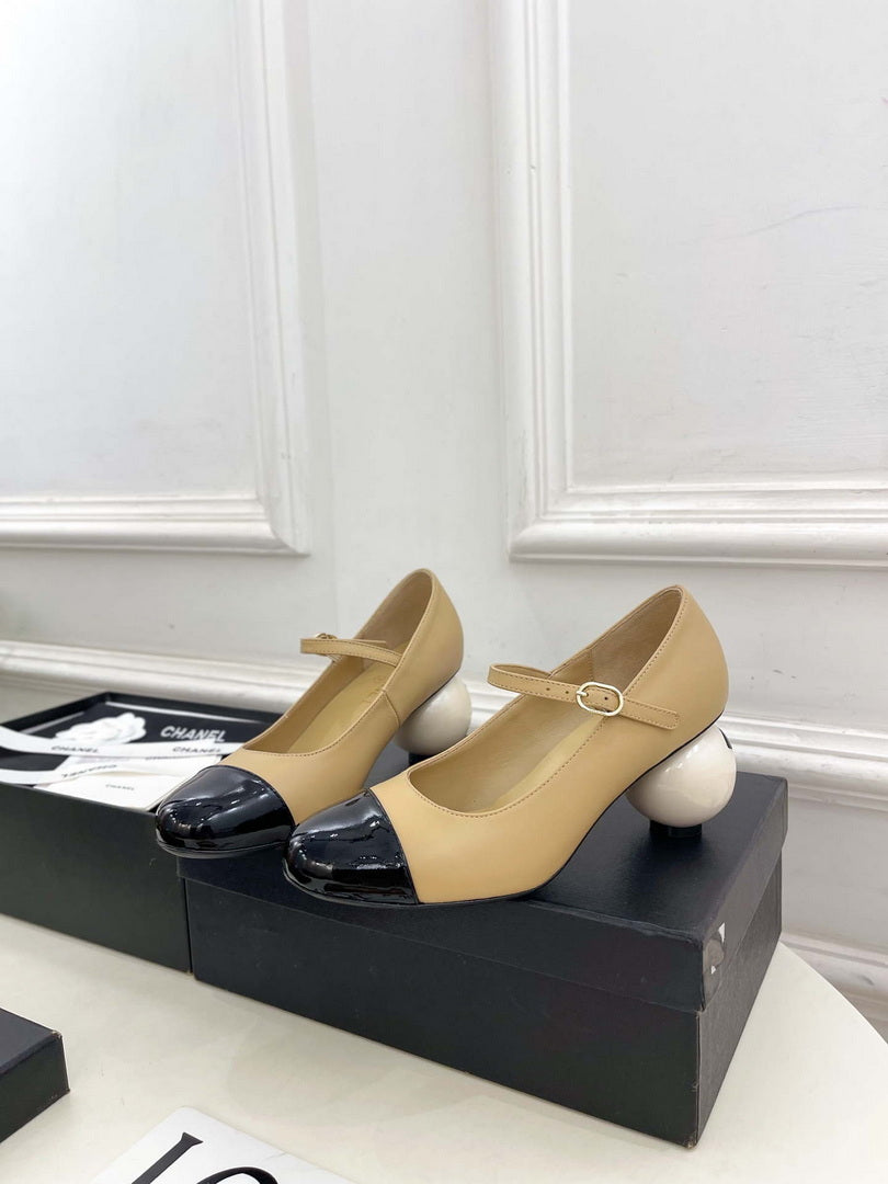 Chanel Giant Pearl Heel Mary Jane Shoes C93684