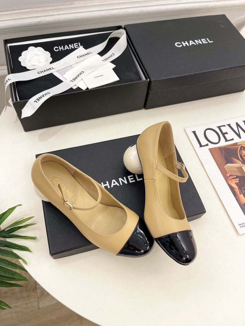 Chanel Giant Pearl Heel Mary Jane Shoes C93684