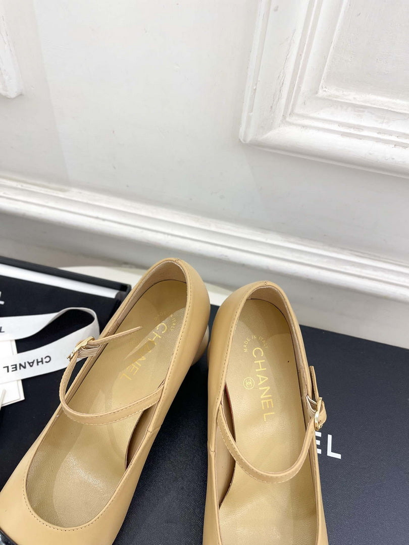 Chanel Giant Pearl Heel Mary Jane Shoes C93684