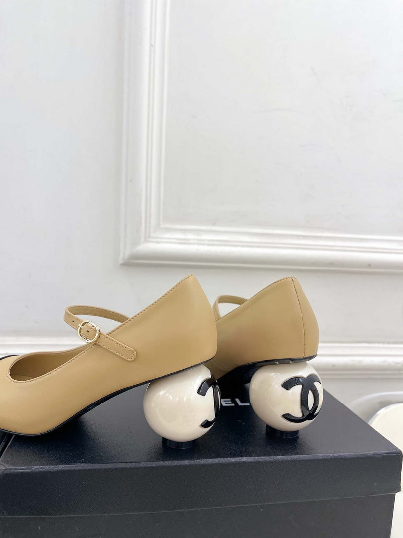 Chanel Giant Pearl Heel Mary Jane Shoes C93684