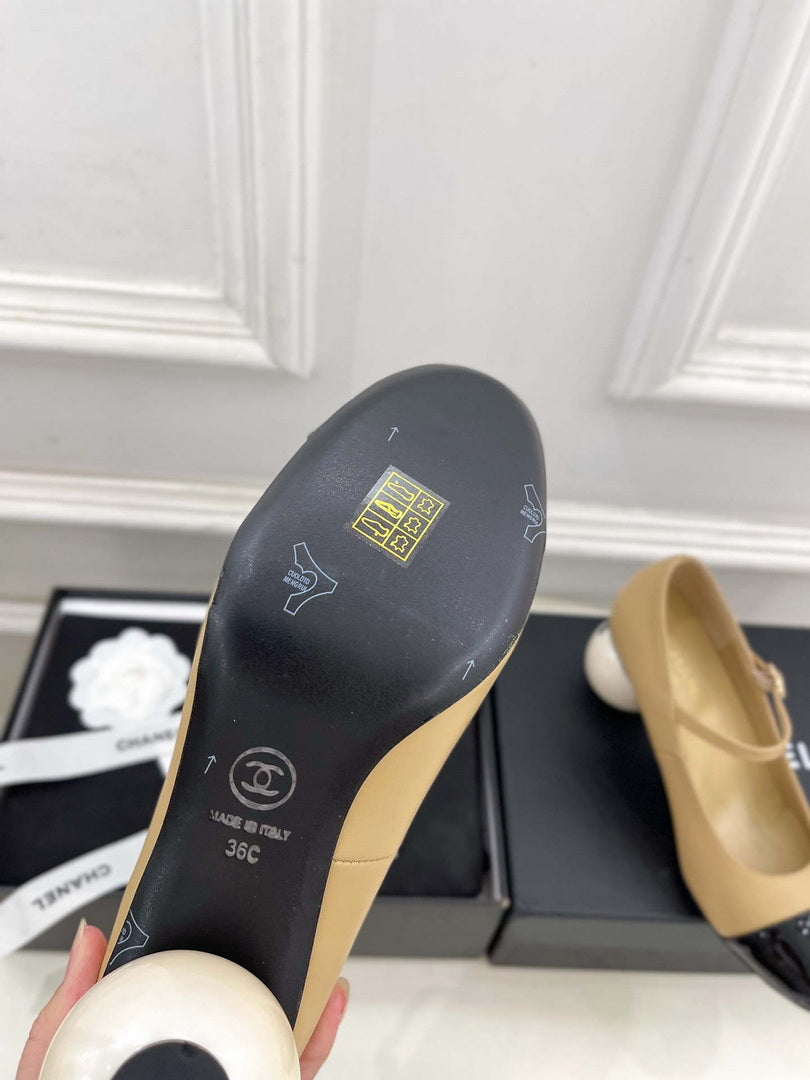 Chanel Giant Pearl Heel Mary Jane Shoes C93684