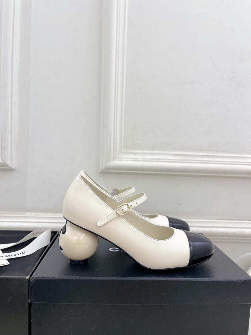 Chanel Giant Pearl Heel Mary Jane Shoes C93685
