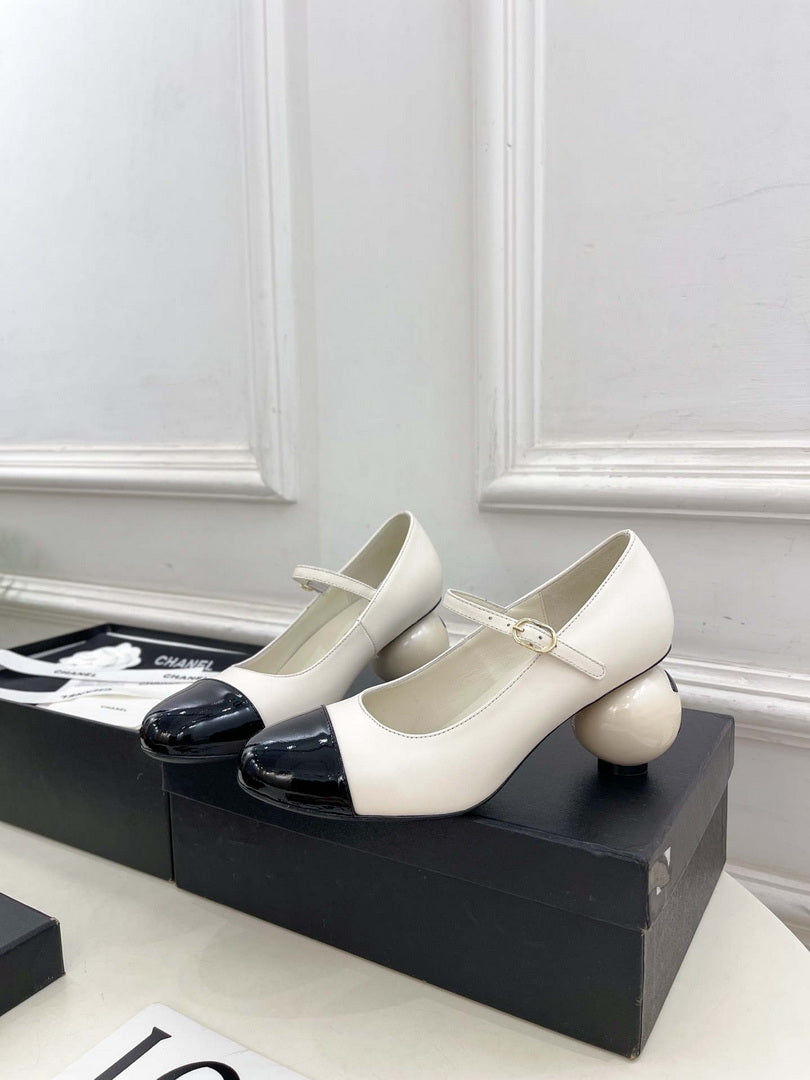 Chanel Giant Pearl Heel Mary Jane Shoes C93685