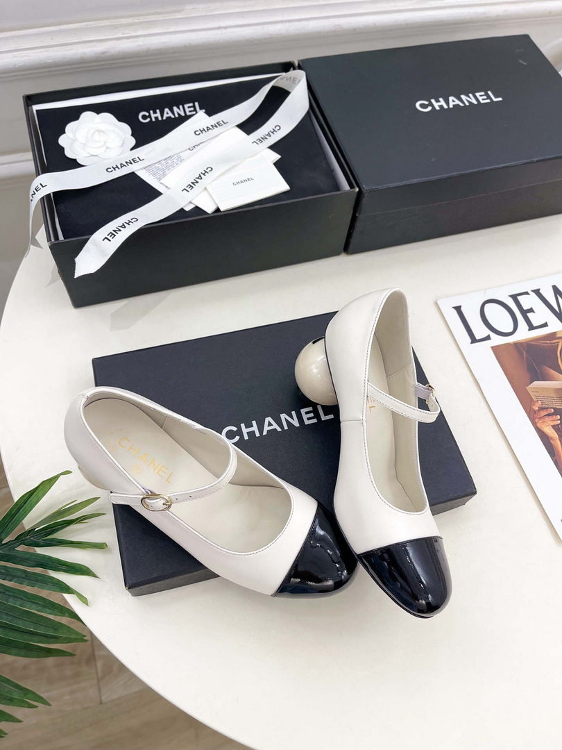 Chanel Giant Pearl Heel Mary Jane Shoes C93685