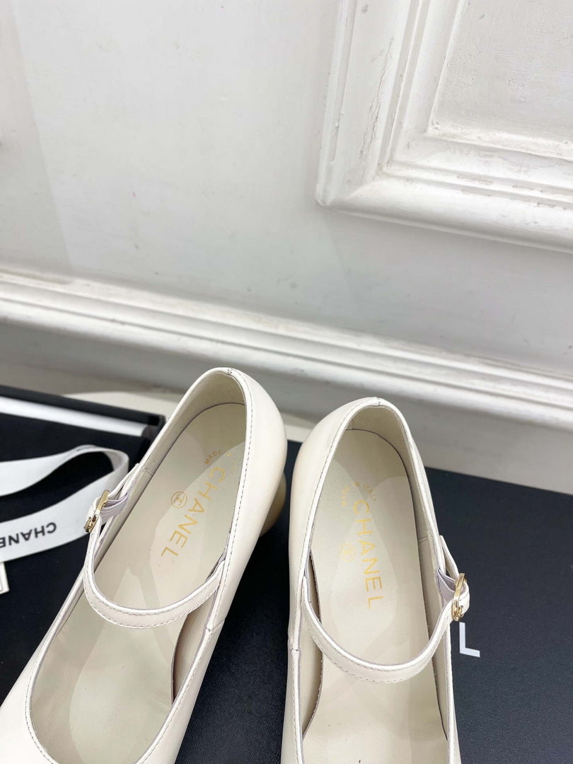 Chanel Giant Pearl Heel Mary Jane Shoes C93685