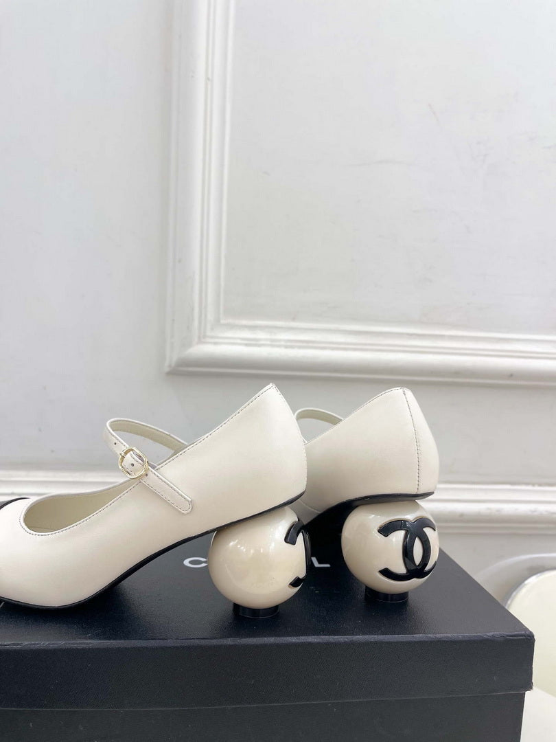 Chanel Giant Pearl Heel Mary Jane Shoes C93685