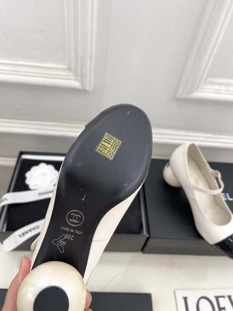 Chanel Giant Pearl Heel Mary Jane Shoes C93685