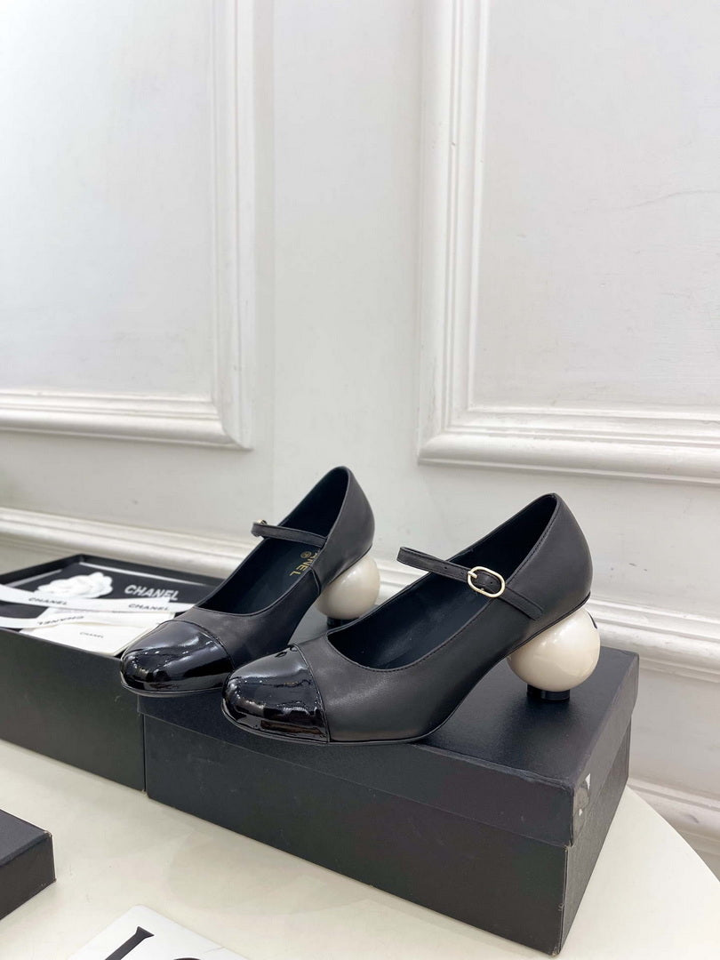 Chanel Giant Pearl Heel Mary Jane Shoes C93686