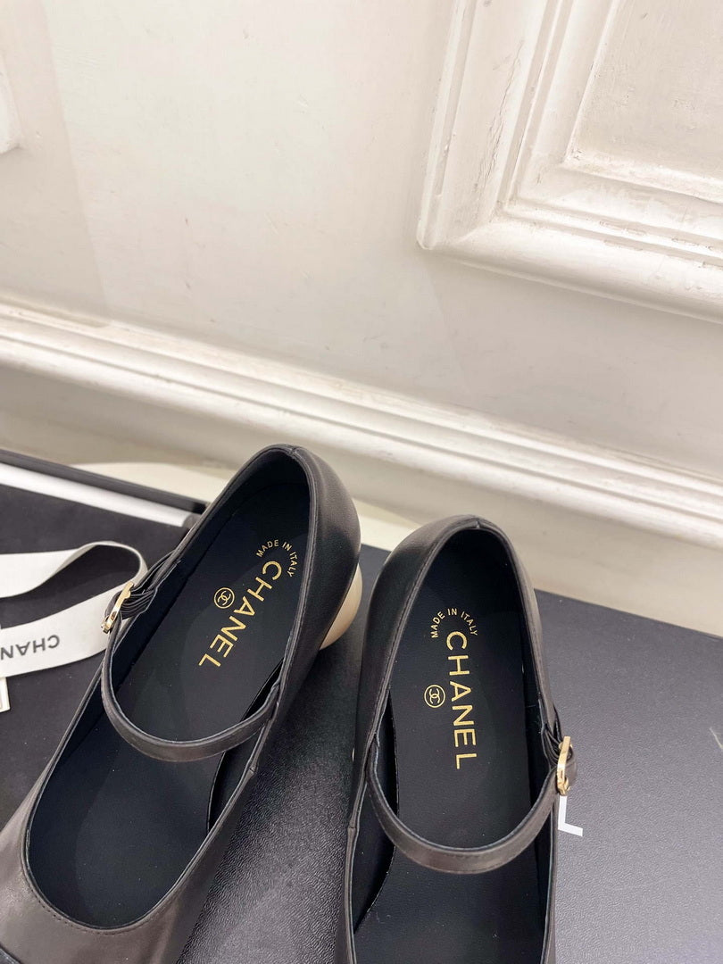 Chanel Giant Pearl Heel Mary Jane Shoes C93686