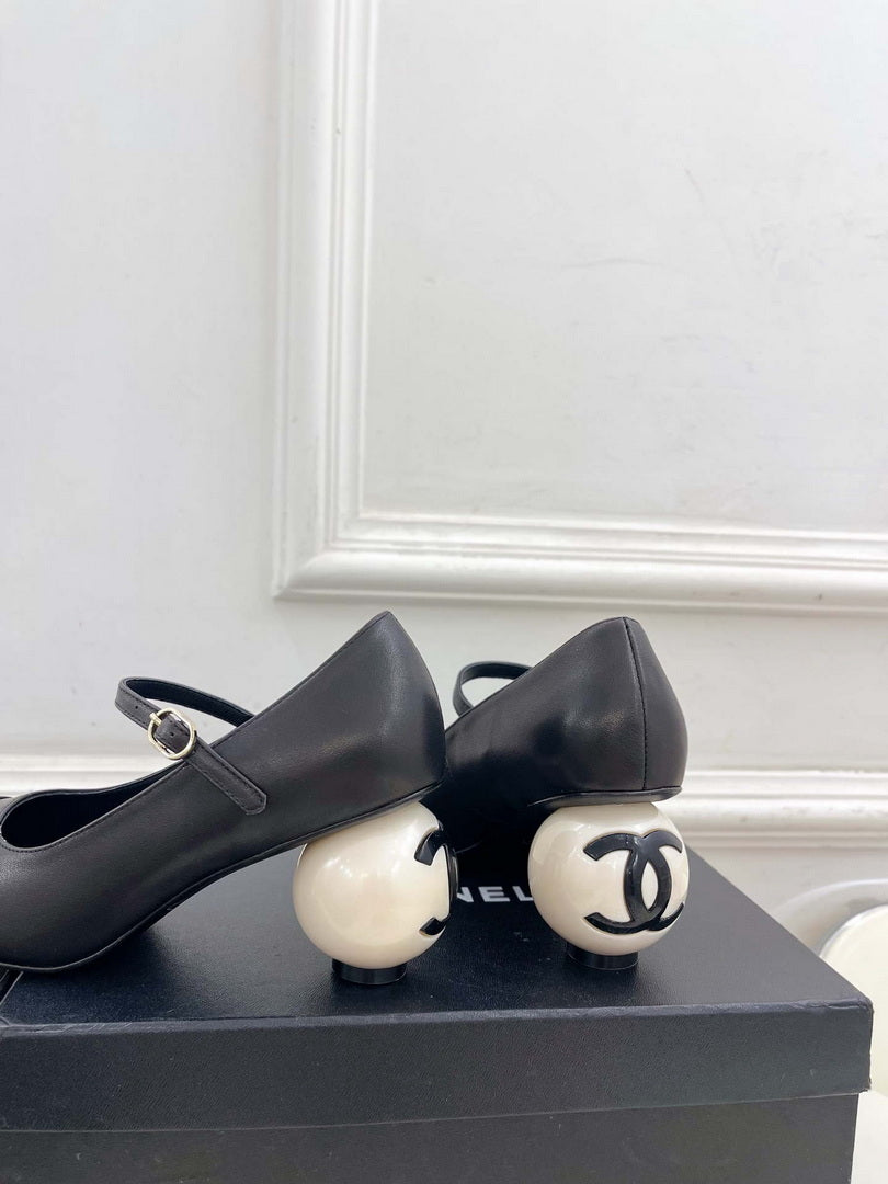 Chanel Giant Pearl Heel Mary Jane Shoes C93686
