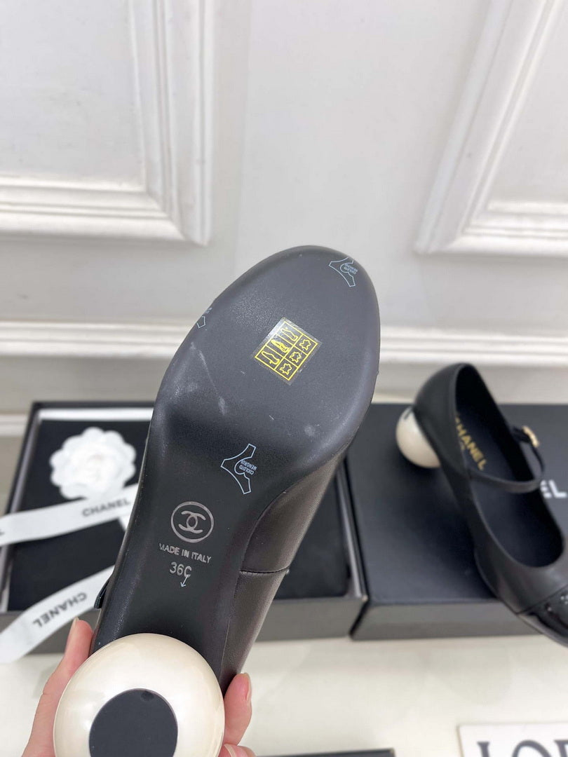 Chanel Giant Pearl Heel Mary Jane Shoes C93686
