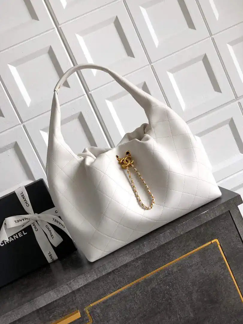 Chanel Hobo Bag 26C Lambskin AS5799 White