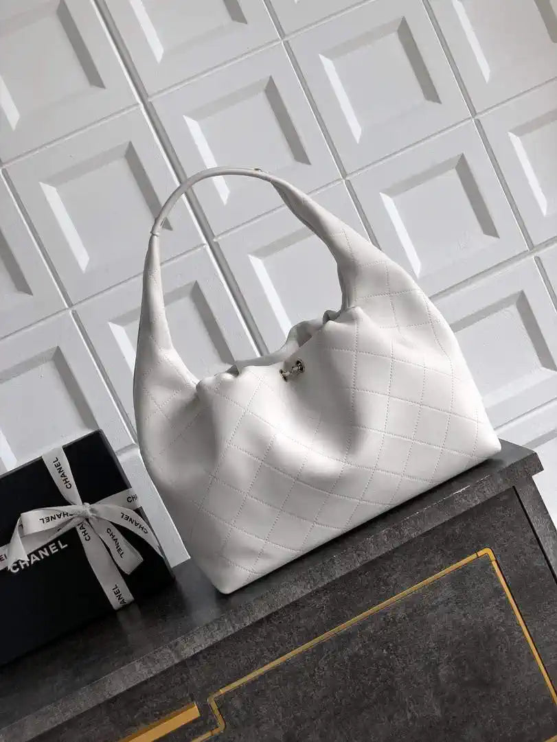Chanel Hobo Bag 26C Lambskin AS5799 White