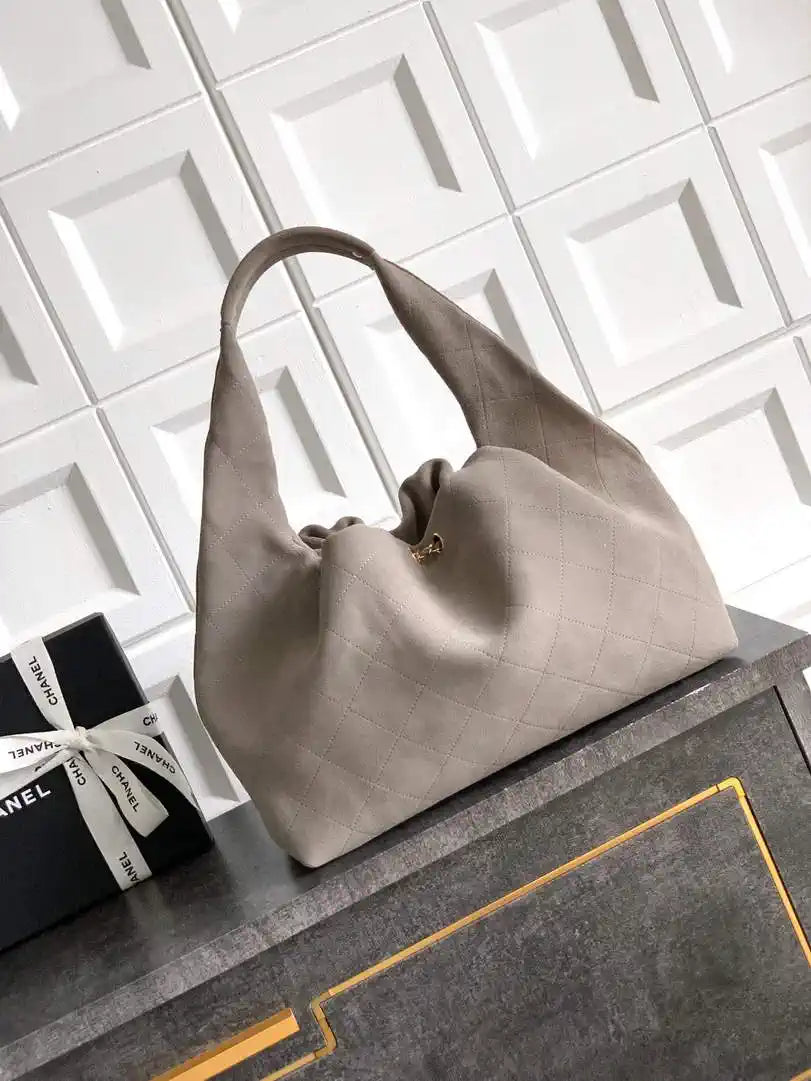 Chanel Hobo Bag 26C Suede AS5799 Gray